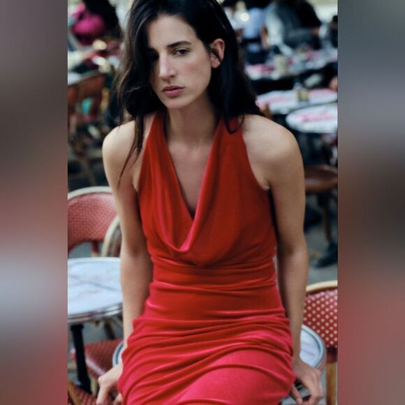 NWT ZARA VELVET MIDI DRESS - Picture 10 of 15